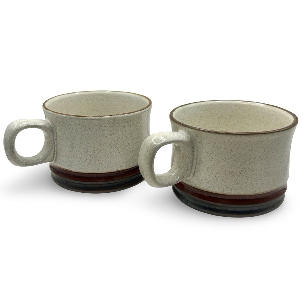SET of TWO Denby Potter's Wheel Rust Vintage 8 oz Coffee Mugs c1974 England‎